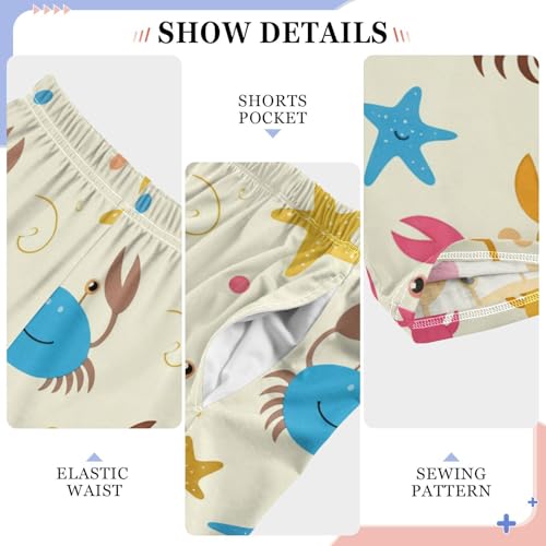J JOYSAY Cartoon Crab Starfish Beige Pajamas Pants Soft Long Pajama Bottoms Lounge Sleep Pants Size S-XL4