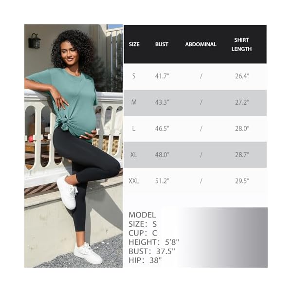 DEBELLY Women's Maternity Shirts Short Sleeve Pregnancy Tops Blouses Front Split Casual Maternity Tunic Outfits - Image 6