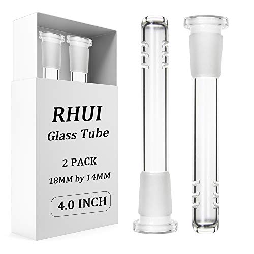 2 Pack 18mm by 14mm Stem Clear Scientic Glass Tube Downstem Adapter (4 inch)