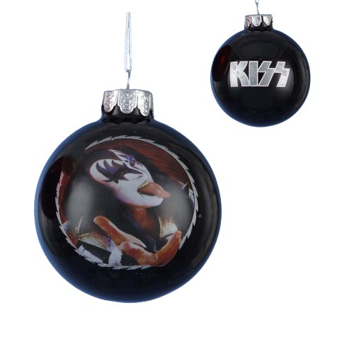 KISS Kurt Adler KS4102 Black Demon Glass Ball Logo on Back, 80mm