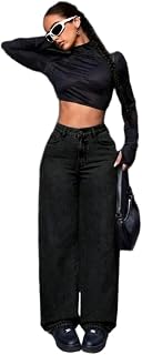 DOLLFASHION Women's Denim Stretchable High Waist Baggy Straight Jeans for Women Price In India
