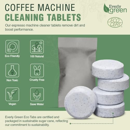 EVERLYGREEN Coffee Machine Cleaning Tablets – Universal Descaler for Keurig, Breville, Nespresso – Organic, Chlorine-Free – 10 Pack