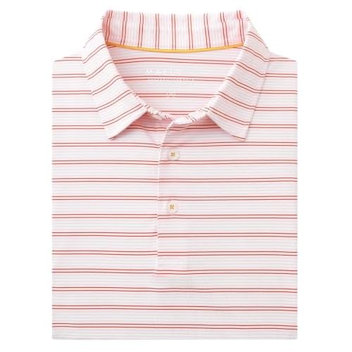 M MAELREG Mens Golf Shirts Dry Fit Moisture Wicking Performance Sports Short Sleeve Striped Collared Polo Shirts for Men