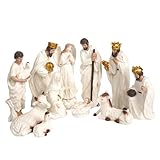 【Crèche de Noël réaliste】 : les petites figurines de la Nativité présentent un design sculpté à la main qui crée une scène réaliste et captivante, améliorant l'ambiance spirituelle de toute fête ou cadre religieux avec un excellent savoir-faire qui ajoute un charme particulier à votre décoration d'intérieur pendant les saisons festives.