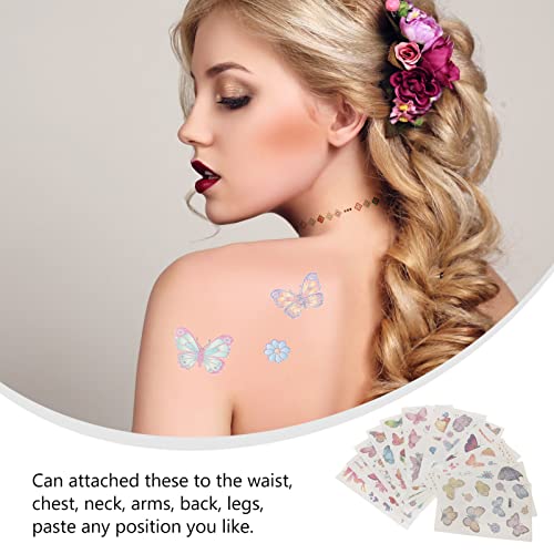 Lurrose 12 Folhas Tatuagem de Borboleta de Tatuagem de Borboleta Tatuagem de Rosto de Borboleta de C