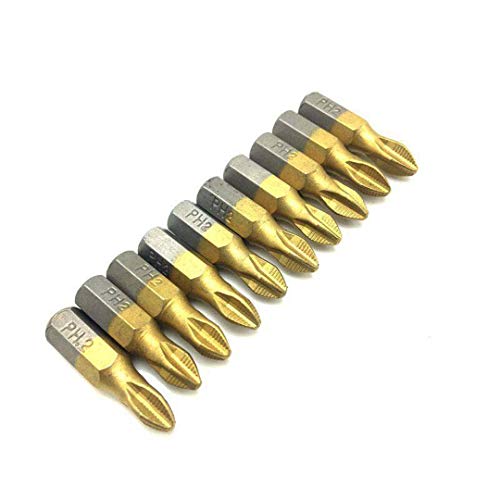 10pcs 25MM tournevis tête 1/4" Shank Anti Slip PH2 Titanium Drill Tournevis Coated Bits Cover