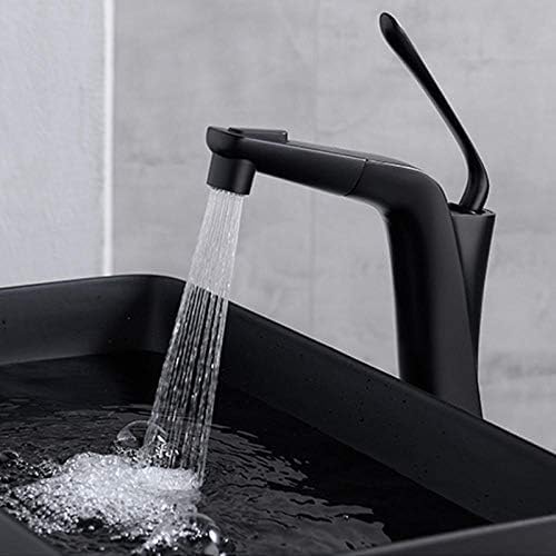 Robinet mitigeur d'eau froide et chaude extractible noir pour lavabo de salle de bains