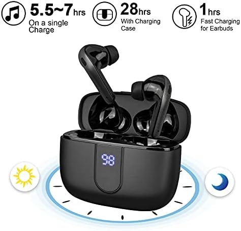Holiper Bluetooth 5.3 Earphones for Music and Call, X08 Noise Cancelling Wireless Earbuds Bluetooth Headphones IPX5 Waterproof Touch Control Cordless Ear Buds Built-in Microphone, Black