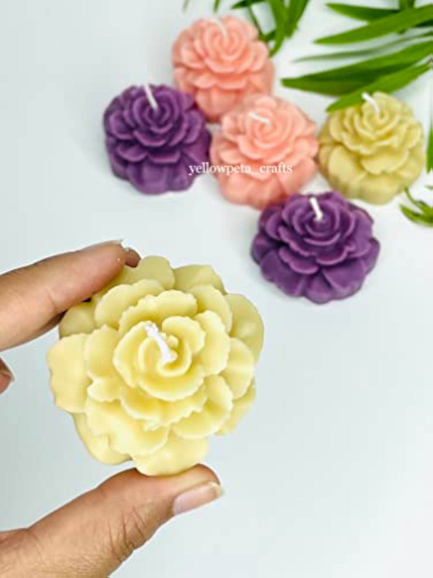 Carnation Flower Candles Set, 100% Soy Wax Gift Pack