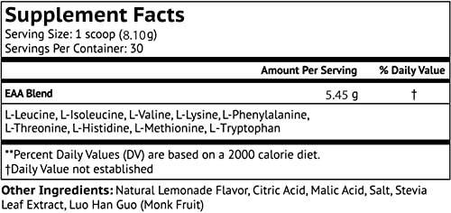 Vitamonk Clean Eaa - Eaas With No Artificial Sweeteners For Pre-Workout, Energy And Recovery - Max Bioavailable Eaa Powder With 9 Essential Amino Acids - Natural Lemonade Flavor #TOP1