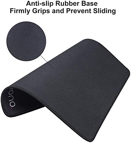 Amazon Brand - Eono Mouse Mat 320X240X3mm Gaming Mouse Pad, Non-slip Rubber Base, Waterproof Surface, Premium-Textured, Stitched Edges Mousepads, Compatible with Laser and Optical Mice, Black
