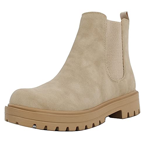 Soda Women's Faux Leather Round Toe Chelsea High Top Platform Ankle Boot