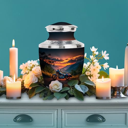 Image of Bike Urn for Ashes Cremation Urn Human Ashes 10 Inch Large | Cremation Urn Human Ashes, Memorial for Mom & Dad, Large Urns for Adult Human