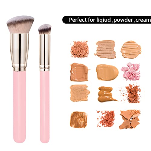 Makeup Brushes Dpolla Pro Foundation Brush And Flawless Concealer Brush Perfect For Any Look Premium Luxe Hair Contour Brush Perfect For Blending Liquid,Buffing,Cream,Sculpting,Mineral Makeup(Pink) #TOP4