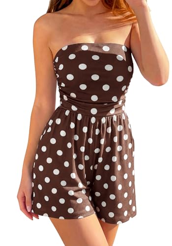 BTFBM Rompers For Women 2026 Summer Strapless Printed Tube Boho