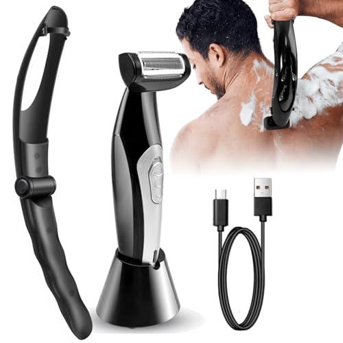 Bewinner Multi-fuctional Chest Back Shavers for Men, Wet Dry Use Back Extreme Reach Removable Handle Power Burst Body Trimmer