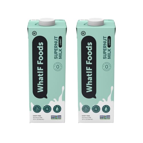 BamNut Milk Airy 2 Pack | 2.5x More Protein than Oat & Almond Milk, 80 Cal Per Serving | Unsweetened, Vegan, Gluten-Free, Non-Dairy | 33.8 Fl Oz – by WhatIF Foods