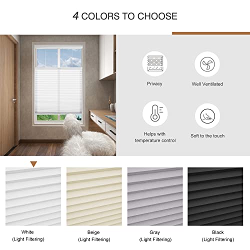 Changshade Custom Light Filtering Cellular Shades Cordless, Top Down Bottom Up Window Blinds, 1.5'' Single Cell Honeycomb Pleated Shades For Bedroom, Child Room, Bathroom, White #TOP5