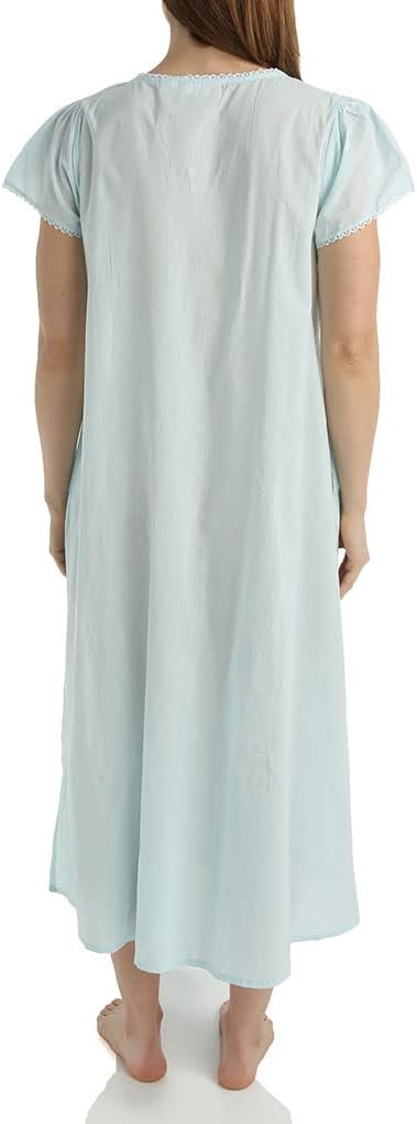LA CERA Women's Victorian Nightgown, 100% Cotton, Side Pockets, Scoop Neckline, Short Sleeve, Summerwear - Image 4