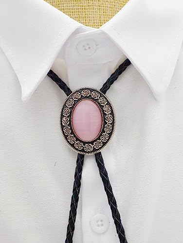 Kecol Native American Indian Art Stone Necklace Bolo Tie Pink #TOP6