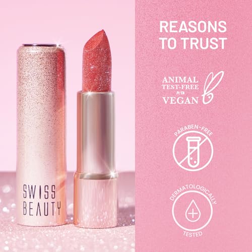 Image of Swiss Beauty More Than Glitter Lipstick | Glittery Finish | Nourishing | With Vitamin C | One Swipe Smooth Glide | Shade- 5 Shine Mauve, 3gm (‎SB-327)