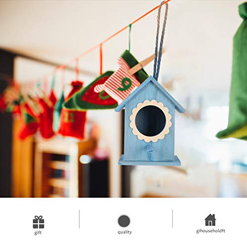 Doitool Wooden Bird House For Outdoor Hanging Natural Cedar Outside Garden Patio Decorative For Dove Finch Wren Robin Sparrow Hummingbird With Water Drinker Blue #TOP5