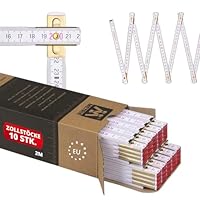 Metrie™ Zollstöcke Perfekt 10 – Gliedermaßstäbe 2m | Weiß | Lackiertes Holz, Stahlgelenke – Duplex Teilung, Hergestellt in der EU | Robuste & Präzise Holz-Gliedermaßstäbe | CE Kl III | 10 Stück