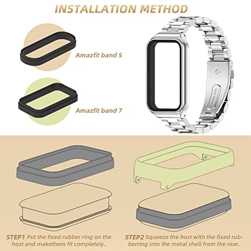 Image of Strap for Amazfit Band 7 Metal Replacement Strap Wristband Watch Strap Compatible with Amazfit 7 Fitness Tracker smartwatch