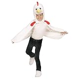 Widmann - Kinderkostüm Huhn aus Plüsch, Umhang mit Kapuze und Maske, Karneval, Mottoparty