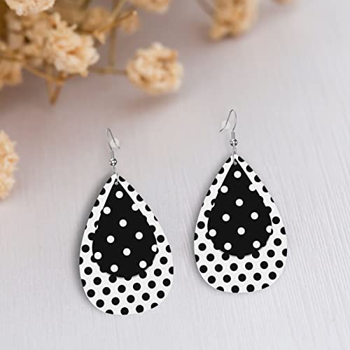 Faux Leather Earrings Teardrop Dangle Earrings PU Leaf Earring Lightweight For Women4
