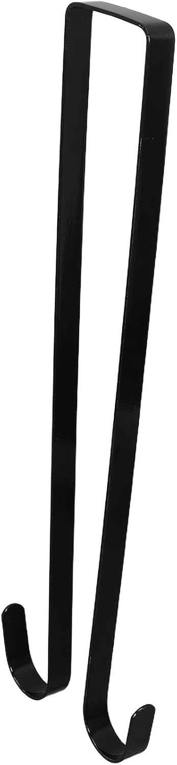 Abaodam 4pcs Christmas Wreath Hanger Hooks Over Door Double-Sided Black Metal Door Hanger for Front Holiday Decorations
