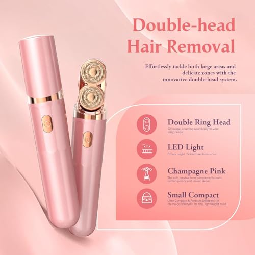 Epilator,2 In 1Epilator For Women Rechargeable,Womens Electric Shaver With Led Light,Hair Removal For Women Legs/Face/Bikini/Arms,Smooth Epilator Trimmer Travel Kit Set,Hair Removal Area - 5
