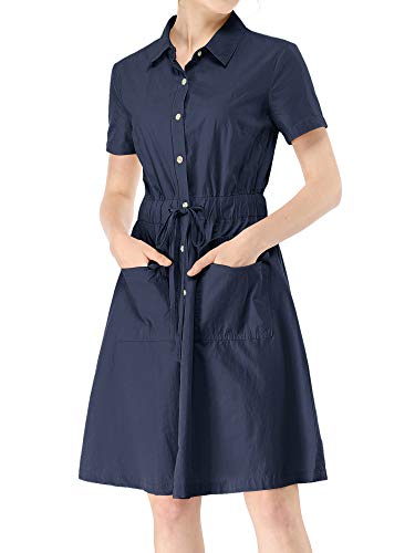 Consejos para Comprar Safari Ralph Lauren disponible en línea. 38 Allegra K - Vestido de manga corta de algodón con botones para mujer, Azul, Small