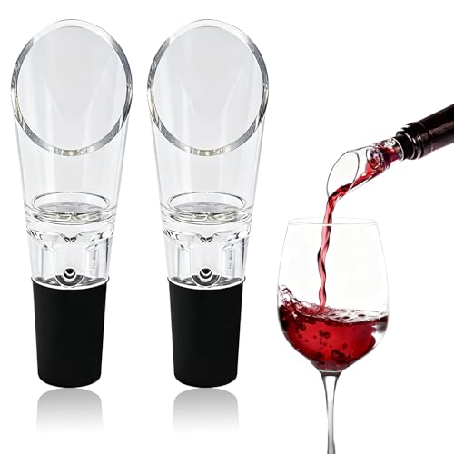2PCS Wine Aerator Pourer,Wine Air Aerator 2-in-1 Aerating Spout and