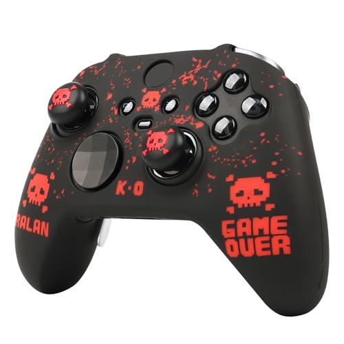 Image of Pixelated Skull Controller Skin Compatible with Xbox Elite Series 2 Core Wireless Controller, RALAN Protector Case, Customised Thumb Grips Cap
