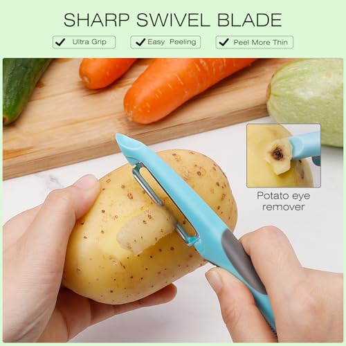 Senbowe Upgrade Potato Peeler for Kitchen, 6PCS Stainless Steel Vegetable Peeler, I and Y Veggie Food Peeler for Apple Fruit Carrot Zucchini Cucumber,Good Grip Makes Peeling Very Easy - Thumbnail 4