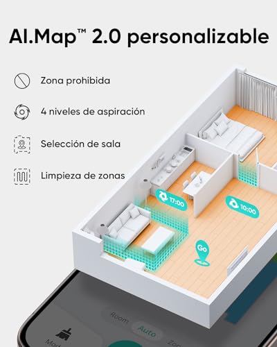 Miniatura 4 de Eufy Aspirador Robot Clean L60, Succión Ultrapotente De 5000 Pa, Navegación Por Láser Ipath, Limpieza Profunda De Suelos, Ideal Para Pelos, Superficies Duras