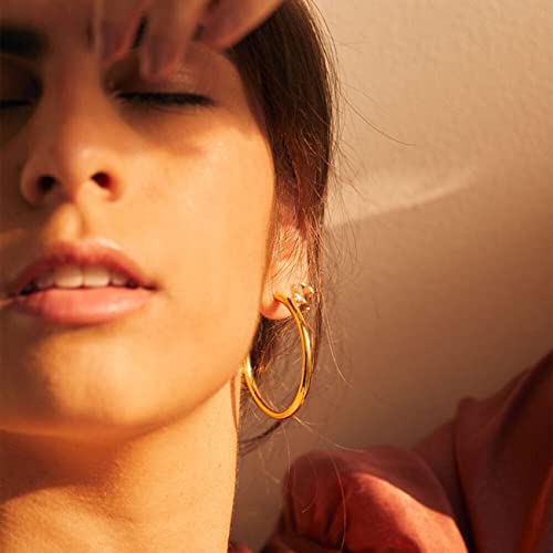 Sparkly Gold Hoop Earrings with Crystals - Cubic Zirconia, Thin Rhinestones for Women by OOOPEL - Image 7