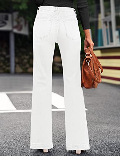 Grapent Women's 90S Outfit For Womens Jeans High Waisted Jeans For Women Stretchy Jeans For Women Bootcut Bell Bottom Jeans For Women Petite Color Brilliant White Size 4 Size 6 #TOP2