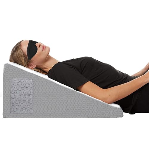 KATLKIU Adjustable Bed Wedge 50×50×26cm, Pillow Memory Foam Back Support Cushion for Acid Reflux, Snoring, Post Surgery Recovery & Reading – Orthopedic Set-with Free 3D Sleep Mask