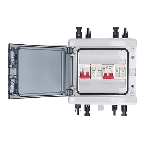 YIKESIN PV-Trennschalter 32A DC 500V IP65 | 2 Ein 2 Aus Solar Leistungsschalter mit Blitzschutz & Trennschaltkasten | Für On/Off-Grid Solaranlage, Solarmodul, Batteriespeicher