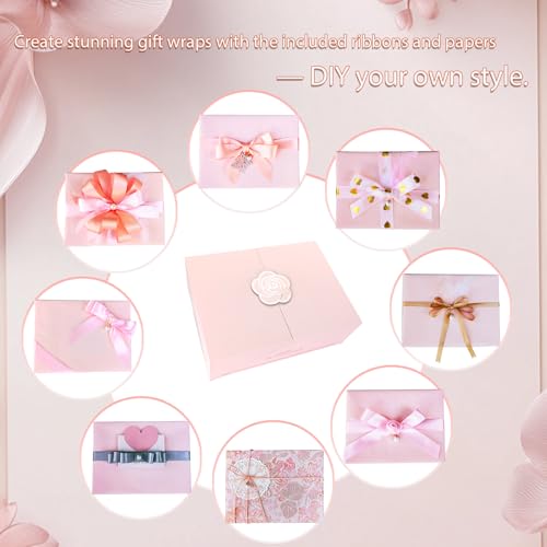 Elegant Small Pink Gift Box for Women with Lid & Accessories - Reusable Magnetic Closure Gift Box for Birthday,Wedding & Bridesmaid Proposal-Romantic Gift Presentation Set for Mother's Day & Valentine's Day - Image 4