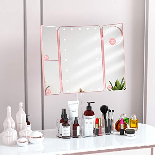 FENCHILIN Lighted Makeup Mirror with Bluetooth Speaker(15