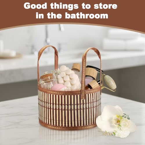 RNPKZ Empty Hamper Basket, 2PCS Gift Basket Hamper Kit with Handles, Woven Bamboo Hamper Baskets with Wrap Bags, Raffia and Pull Bows for Baby Shower Wedding Birthday Christmas Graduations, 30x20x16cm - Image 3