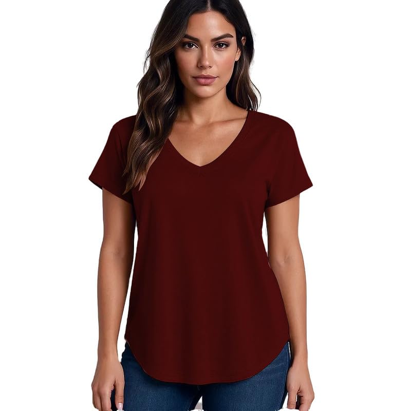 the blazze Pure 100% Cotton Oversized Loose Baggy Fit Round Neck with Drop Shoulder Half Sleeves Boyfriend T-Shirt Combo for Women & Girls VB3-picture-15