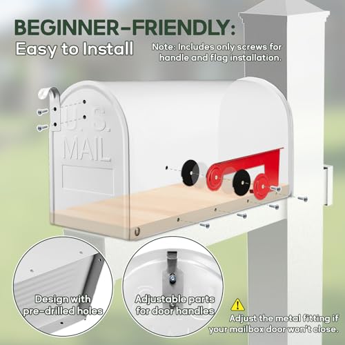Mail Boxes for House Outside, RAINHOL White Mailboxes for Outside, Galvanized Steel Post-Mount Mailboxes, 19 x 8.7 x 6.7 Inches - Thumbnail 6