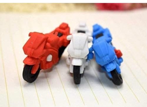 Image of (Bike Erasers 4 Pcs) Cute 3D Motorcycle Bike Shape Rubber Pencil Erasers, Stationery for Kids School Boys Girls, Birthday Return Gifts(QS2), Multi-Color