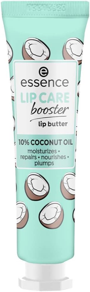 Essence Lip Care Booster Lipboter, lippenverzorging, 10% kokosolie, hydrateert, voedt, vult, vult, wit, verzorgend, met oliën, veganistisch, zonder conserveringsmiddelen (12 ml)
