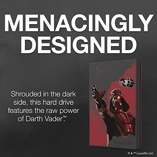 Image of Seagate Darth Vader SE FireCuda External Hard Drive 2TB HDD - USB 3.2, Customisable LED RGB Lighting, Red, for PC, Mac, PlayStation, and Xbox, with 3-yr Rescue Data Recovery Services (STKL2000411)