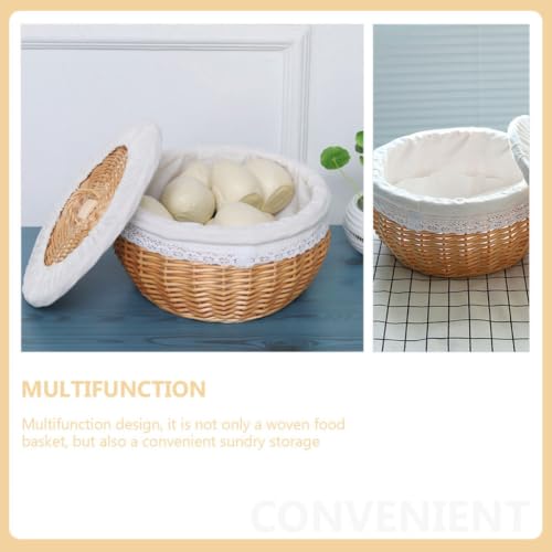 Cesta tejida de madera robusta y multiusos, almacenamiento elegante de alimentos 4